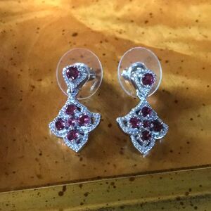 Natural Rubellite Sterling Silver Dangle Earrings